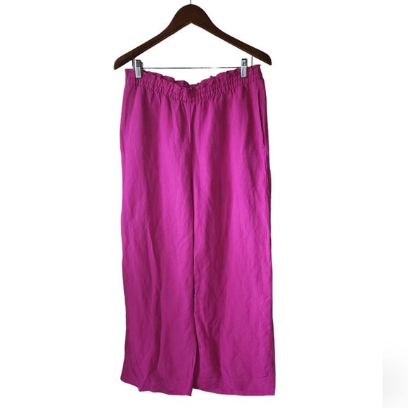 H&M Pink Barbie Linen Blend Wide Leg Pull On Pants Womans Medium - Picture 1 of 5